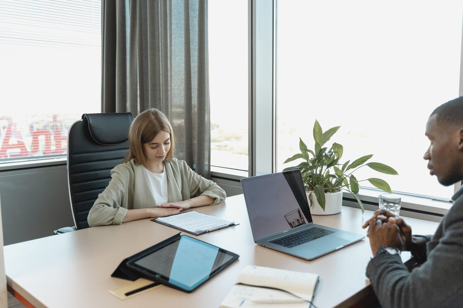 A structured candidate interview in progress